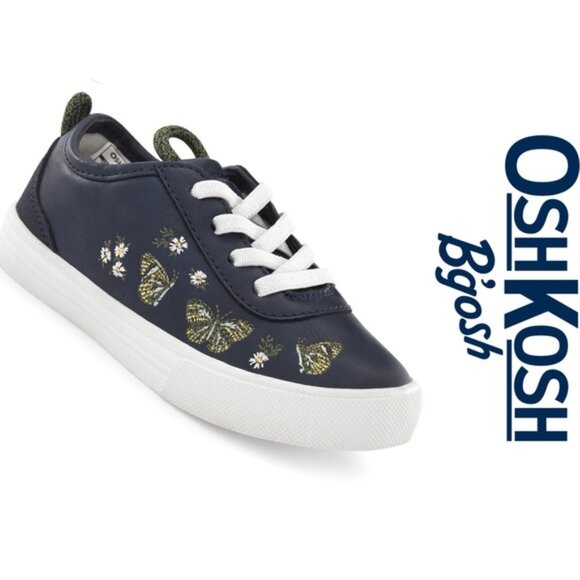 OshKosh B'Gosh | Navy and Green Embroidered Girl's Sugar Sneakers | Size 7 - Picture 1 of 7